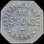 Jeton de 25 centimes �mis par la Coop�rative des Usines de St-Fons (69190 - Rh�ne) - avers