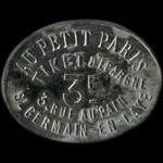 Jeton de 3 francs �mis par Au Petit Paris � Saint-Germain-en-Laye (78100 - Yvelines) - revers