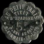 Jeton de 5 francs �mis par Au Petit Paris � Saint-Germain-en-Laye (78100 - Yvelines) - revers