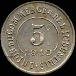 Jeton en maillechort de 25 centimes 1918 �mis par l'Union du Commerce & de l'Industrie de Saint-Germain-en-Laye (78100 - Yvelines) - revers