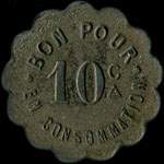Jeton de n�cessit� de 10 centimes �mis par le Caf� Faurand J.B. � la Chamareyche � Saint-Just-Malmont (43240 - Haute-Loire) - revers