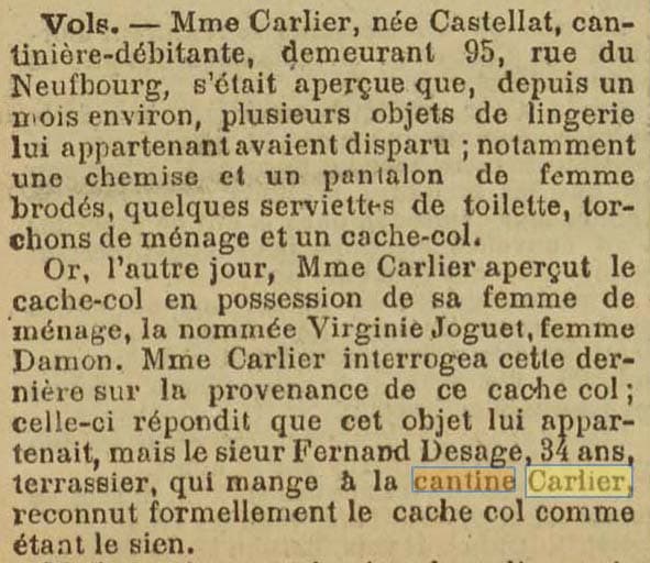 La Cantine Carlier est mentionn�e dans le Journal de la Manche et de la Basse-Normandie du 12 avril 1913 partie 1