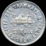 Jeton de 5 centimes 1921 émis par la Société des Tramways Bretons à Saint-Malo (35400 - Ille-et-Vilaine) - avers
