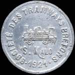 Jeton de 10 centimes 1921 émis par la Société des Tramways Bretons à Saint-Malo (35400 - Ille-et-Vilaine) - avers