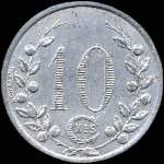 Jeton de 10 centimes 1921 émis par la Société des Tramways Bretons à Saint-Malo (35400 - Ille-et-Vilaine) - revers