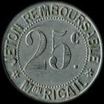 Jeton de 25 centimes type 3 émis par la Maison Rigail à Saint-Mathieu-de-Tréviers (34270 - Hérault) - revers