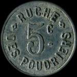Jeton de 5 centimes émis par la Ruche des Poudriers à Saint-Médard-en-Jalles (33160 - Gironde) - avers