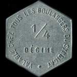 Jeton de 1/4 décime type 2 émis par la Chambre Syndicale des Patrons Boulangers - St-Nazaire (44600 - Loire-Atlantique) - revers
