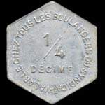 Jeton de 1/4 décime type 1 émis par la Chambre Syndicale des Patrons Boulangers - St-Nazaire (44600 - Loire-Atlantique) - revers