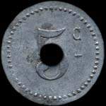 Jeton de 5 centimes émis pour les P.G. - St-Nazaire (Prisonniers de Guerre) à Saint-Nazaire (44600 - Loire-Atlantique) - revers