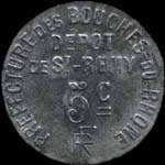 Jeton de 5 centimes �mis pour le D�p�t de St-R�my (camp d'internement civil) de la Pr�fecture des Bouches-du-Rh�ne � Saint-R�my-de-Provence (13210 - Bouches-du-Rh�ne) - avers