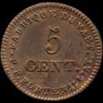 Jeton de 5 centimes �mis par la Fabrique du Vast - P.F.Fontenillat au Vast (50630 - Manche) - avers