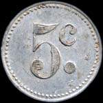 Jeton de 5 centimes 1920 �mis par l'Union du Commerce & de l'Industrie de Sannois (95110 - Val-d'Oise) - revers