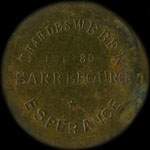 Jeton de n�cessit� de 1 franc �mis par le Syndicat d'Entrepositaires et Limonadiers - Charles Weber - Tel. 80 - Esp�rance � Sarrebourg (57400 - Moselle) - avers