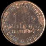 Jeton de n�cessit� de 1 franc �mis par le Syndicat d'Entrepositaires et Limonadiers - Elmerich Pierre - Tel. 4 - Brasserie-devant-les-Ponts � Sarrebourg (57400 - Moselle) - revers