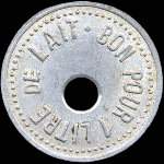 Jeton de 1 litre de lait trou� �mis par la Coop�rative de Saulnes (54650 - Meurthe-et-Moselle) - revers