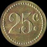 Jeton de 25 centimes �mis par Malet - Vendeur � Segr� (49500 - Maine-et-Loire) - revers