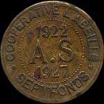 Jeton de 25 centimes 1922 - 1927 �mis par la Coop�rative l'Abeille � Septfonds (82240 - Tarn-et-Garonne) - avers