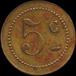 Jeton de 5 centimes en laiton �mis par le Grand Caf� de Servian � Servian (34290 - H�rault) - revers