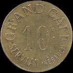 Jeton de 10 centimes en laiton rond �mis par le Grand Caf� de Servian � Servian (34290 - H�rault) - avers
