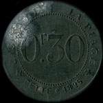 Jeton de 0,30 franc 1895 �mis par le Casino de la Plage - Cette � S�te (34200 - H�rault) - revers
