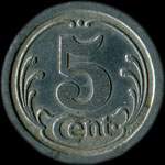 Jeton de 5 centimes 1922 �mis par l'Union Commerciale & Industrielle de S�zanne (51120 - Marne) - revers