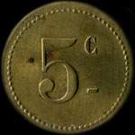 Jeton de 5 centimes �mis par l'Union Coop�rateurs - Solesmes (59730 - Nord) - revers