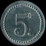 Jeton de n�cessit� de 5 centimes �mis par les Papeteries de Sorel-Moussel (28260 - Eure-et-Loir) - revers