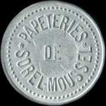 Jeton de n�cessit� de 10 centimes �mis par les Papeteries de Sorel-Moussel (28260 - Eure-et-Loir) - avers