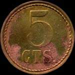 Jeton Paul Klein - Brasserie de l'Orient - 5 centimes - Strasbourg (67000 - Bas-Rhin) - revers
