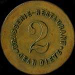 Jeton Brasserie-Restaurant Jean Dietz - 2 francs - Strasbourg (67000 - Bas-Rhin) - avers