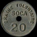 Jeton Chaîne Volontaire SOCA - 20 francs - Strasbourg (67000 - Bas-Rhin) - avers