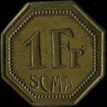 Jeton S.C.M.A. - Société Coopérative Militaire Alsacienne - 1 franc type 2 - Strasbourg (67000 - Bas-Rhin) - avers