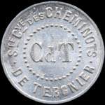 Jeton Soci�t� Cooop�rative des Cheminots de Tergnier - CdT - 5 centimes - Tergnier (02700 - Aisne) - avers