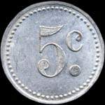 Jeton Soci�t� Cooop�rative des Cheminots de Tergnier - CdT - 5 centimes - Tergnier (02700 - Aisne) - revers
