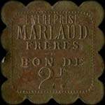 Jeton de 2 francs �mis par l'Entreprise Marlaud Fr�res � Th�nac (17460 - Charente-Maritime) - avers