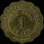 Jeton de 1 franc �mis par l'Entreprise Marlaud � Th�nac (17460 - Charente-Maritime) - revers