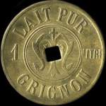 Jeton de 1 litre Lait Pur - Grignon - Thiverval-Grignon (78850 - Yvelines) - avers