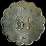 Jeton de 5 centimes �mis par F. Auberdiac - Toulouse (31000 - Haute-Garonne) - revers
