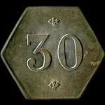 Jeton de 30 centimes �mis par F. Auberdiac - Toulouse (31000 - Haute-Garonne) - revers