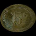 Jeton de 5 centimes �mis par le Grand Caf� Durand � Toulouse (31000 - Haute-Garonne) - avers