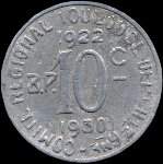 Jeton de 10 centimes 1922 - 1930 �mis par l'Union Latine - Comit� du Sud-Ouest � Toulouse (31000 - Haute-Garonne) - revers