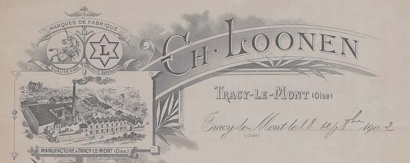 Tracy-le-Mont (60170 - Oise) - En-t�te de facture des �tablissements Ch. Loonen
