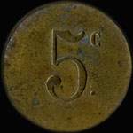 Jeton de 5 centimes en laiton type 2 avec barre du 5 incurv�e �mis par la Soci�t� Civile de Consommation de Trignac (44570 - Loire-Atlantique) - revers