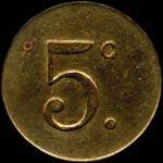 Jeton de 5 centimes en laiton type 1 avec barre du 5 droite �mis par la Soci�t� Civile de Consommation de Trignac (44570 - Loire-Atlantique) - revers