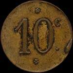 Jeton de 10 centimes en laiton type 1 avec chiffres de 10 mm �mis par la Soci�t� Civile de Consommation de Trignac (44570 - Loire-Atlantique) - revers