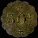 Jeton de 30 centimes type 2 avec petits chiffres au verso, avec fleurons et avec trait sous C �mis par l'H�tel du Helder - Trouville (14360 - Calvados) - revers