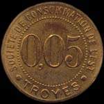 Jeton de la Soci�t� de Consommation de l'Est - 0,05 (franc) - Troyes (10000 - Aube) - revers