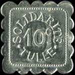 Jeton de 10 centimes �mis par la Solidarit� � Tulle (19000 - Corr�ze) - avers