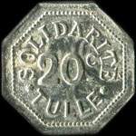 Jeton de 20 centimes �mis par la Solidarit� � Tulle (19000 - Corr�ze) - avers